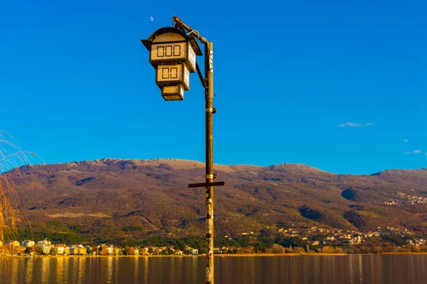 Ohrid North Macedonia Beautiful Street Lights Lakeside Promenade Ohrid Sunny — Stock Photo, Image