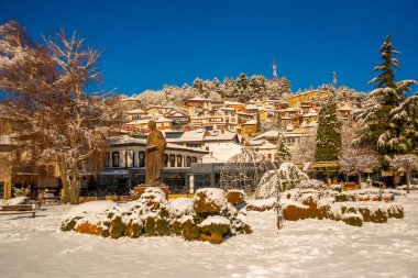 OHRID, NORTH MACEDONIA: Ohri 'deki Aziz Naum Anıtı. UNESCO Dünya Mirası Alanı.