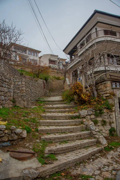 Ohrid North Macedonia Traditionella Vita Hus Mitt Den Gamla Staden — Stockfoto