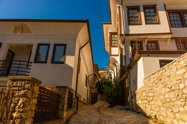 Ohrid North Macedonia Casas Bonitas Rua Centro Histórico Cidade Velha — Fotografia de Stock