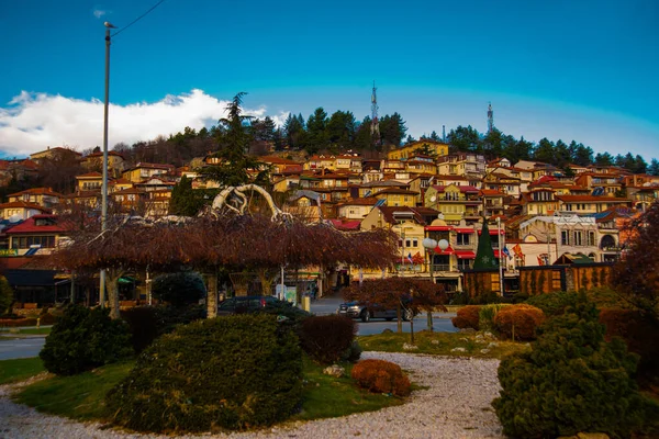 Ohrid North Macedonia Eski Ohri Kasabasının Manzarası Unesco Dünya Mirası — Stok fotoğraf