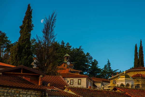 Ohrid North Macedonia Ősi Fából Készült Óratorony Amit Törökök Építettek — Stock Fotó