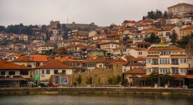 OHRID, NORTH MACEDONIA: Eski Ohri kasabasının manzarası. UNESCO Dünya Mirası Alanı