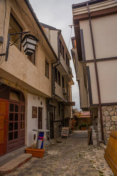 Ohrid 北マセドニア オフリドの旧市街の中心部にある伝統的な白い家 ユネスコ世界遺産 — ストック写真