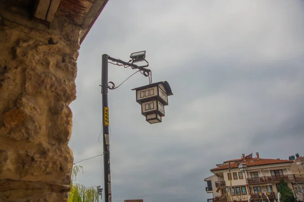 Ohrid North Macedonia Street Lampa Himlen Bakgrund Unescos Världsarvslista — Stockfoto