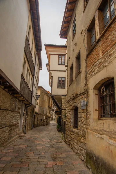 Ohrid Macedonia Del Nord Case Bianche Tradizionali Nel Centro Della — Foto Stock