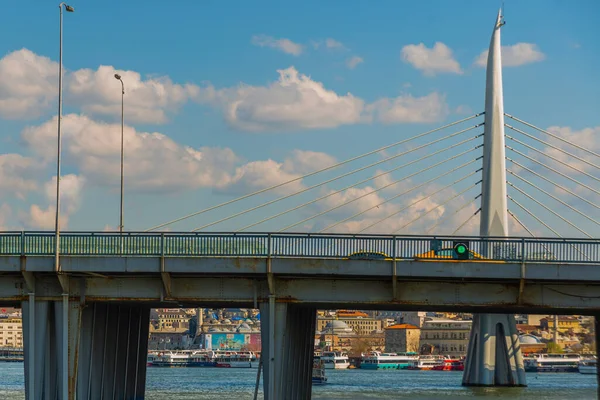 Istanbul Turkey Halic Metro Most Přes Golden Horn Bay Nebo — Stock fotografie