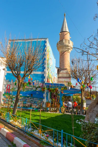 Istanbul Türkei Schöne Farbig Bemalte Häuser Mit Den Sehenswürdigkeiten Istanbuls — Stockfoto