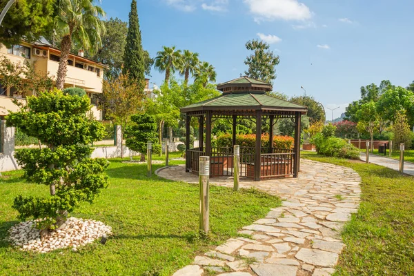 Kemer Turquia Belo Parque Botânico Túnel Zeki Com Fontes Palmeiras — Fotografia de Stock