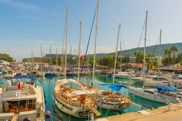 Kemer Turkey Bílé Jachty Přístavu Kemer Provincie Antalya Turecku Kemer — Stock fotografie