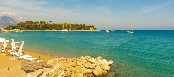 Kemer Türkei Der Berühmte Strand Von Qualista Kemer Einem Sonnigen — Stockfoto