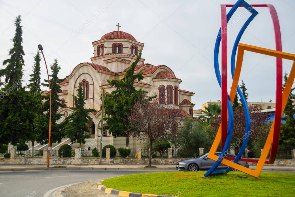 DURRES, ALBANIA: Ortodox Church of Saint Pavel and Saint Ast Durres. The cathedral is located in the city center near the waterfront.