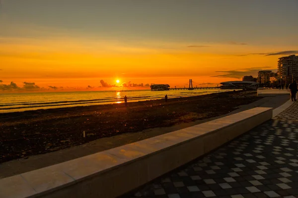 Durres Albania Beautiful Sunset View Durres Embankment Albania Adriatic Sea — Stock Photo, Image