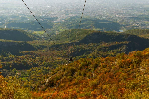 Tirana Albânia Bela Vista Aérea Panorâmica Para Tirana Topo Montanha — Fotografia de Stock