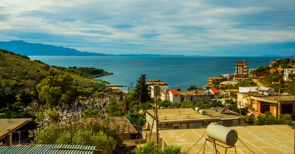 Saranda Albania Gyönyörű Kilátás Nyílik Sarandára Egy Tengerparti Üdülőhelyre Albániában — Stock Fotó