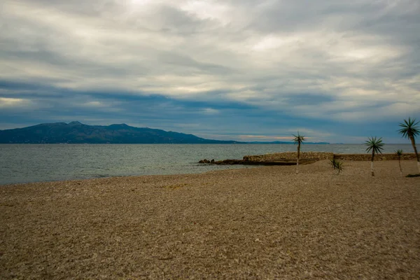 Saranda Albania Arnavutluk Sarada Kentinden Yunanistan Korfu Adasının Güzel Manzarası — Stok fotoğraf