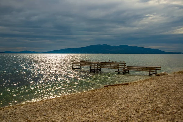 Saranda Albania Arnavutluk Sarada Kentinden Yunanistan Korfu Adasının Güzel Manzarası — Stok fotoğraf