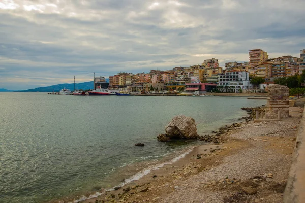 Saranda Albania Kulturní Památka Zřícenina Starobylé Budovy Blízkosti Pláže Sarnadě — Stock fotografie