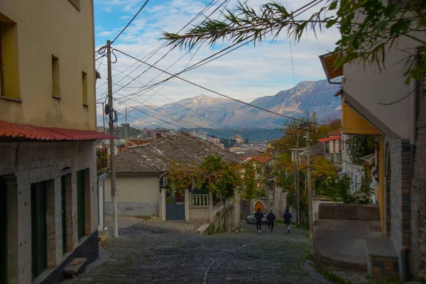 Gjirokastra Albania Casas Antiguas Parte Histórica Ciudad Gjirokastra Albania Patrimonio —  Fotos de Stock