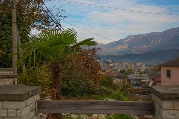 Cirokastra Albania Arnavutluk Cirokastra Kentinde Kentin Tarihi Kesimindeki Eski Evler — Stok fotoğraf