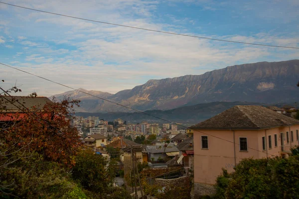 Gjirokastra Albania Vecchie Case Nella Parte Storica Della Città Gjirokastra — Foto Stock