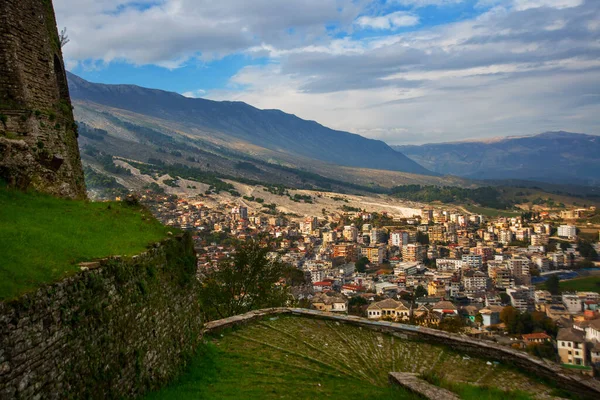 Gjirokastra Albania Vista Ciudad Gjirokastra Desde Castillo Consejos Viaje Albania — Foto de Stock