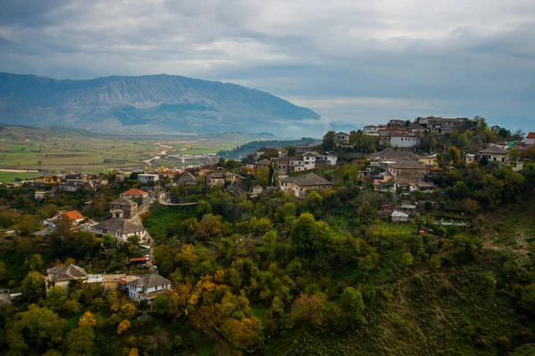 Gjirokastra Albania Gjirokastra Città Paesaggio Dall Alto Vista Dal Castello — Foto Stock