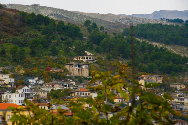 Gjirokastra Albania Ovanifrån Den Gamla Staden Gjirokastra Travel Tips Albanien — Stockfoto