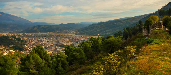 Berat Albania Vista Superior Desde Las Murallas Fortaleza Del Antiguo — Foto de Stock