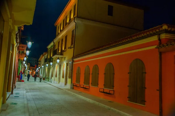 Vlora Vlore Albania Gece Şehir Merkezinde Eski Tarihi Binalar Ile — Stok fotoğraf