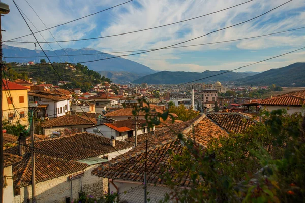 Berat Albania BeratのMangalem地区の古い家のトップビュー ユネスコ世界遺産 — ストック写真