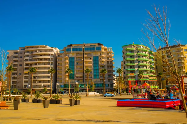 Vlora Vlore Albania Amusement Park Tourists Children Promenade Sunny Day — Stock Photo, Image