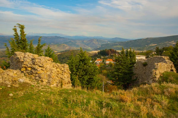 Kanine Albania Krásná Krajina Výhledem Staré Hradby Hradu Kanina Vlore — Stock fotografie