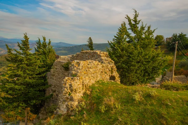Kanine Albanie Beau Paysage Avec Vue Sur Les Murs Ancienne — Photo