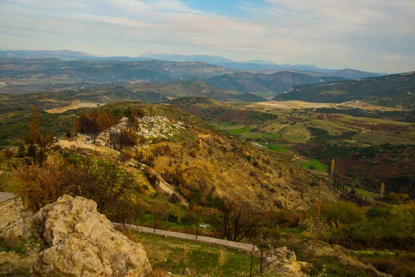 Kanine Albania Prachtig Landschap Met Uitzicht Oude Vestingmuren Van Kasteel — Stockfoto