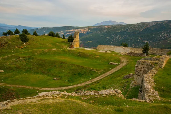 Kanine Albania Paisaje Ruina Kanine Castillo Montaña Región Vlore Albania — Foto de Stock