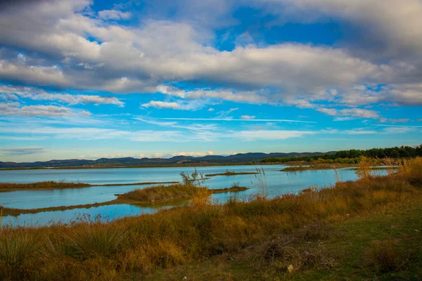 Zvernec Albânia Bela Paisagem Noturna Lagoa Narta Perto Ilha Zvernec — Fotografia de Stock