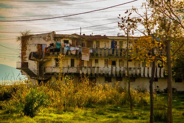 Vlora Vlore Albanie Séchage Dans Une Vieille Maison Ville Vlora — Photo