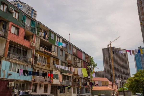 Batumi Georgia Old Houses Balconies Clothes Dried View City Batumi — Stock Photo, Image