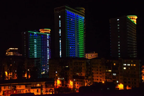 Batumi Georgia Paesaggio Notturno Con Grattacieli Nella Città Batumi Vista — Foto Stock