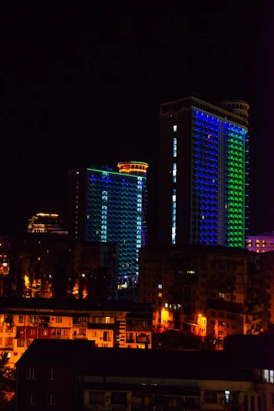 Batumi Georgie Paysage Nocturne Avec Gratte Ciel Dans Ville Batoumi — Photo