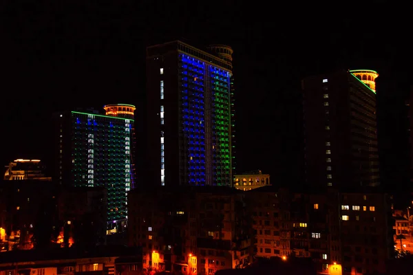 Batumi Georgia Paesaggio Notturno Con Grattacieli Nella Città Batumi Vista — Foto Stock