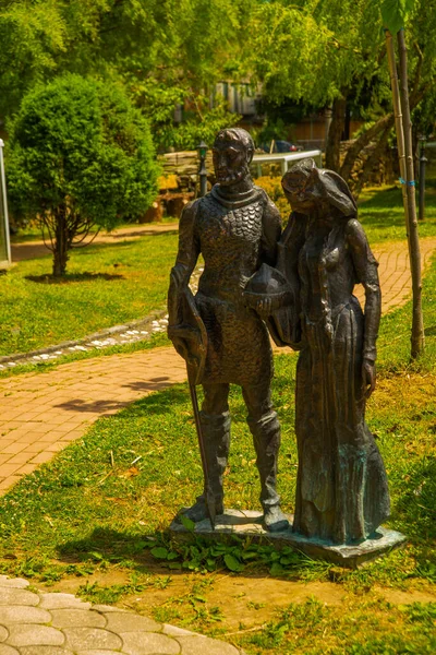 Batumi Georgia Sculpture Man Woman Entrance Miniature Park Batumi Adjara — Stock Photo, Image