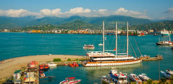 Batumi Georgia Blick Von Oben Auf Den Hafen Der Boote — Stockfoto