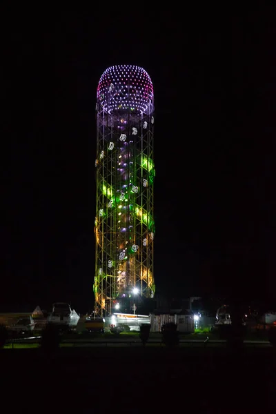 Batumi Georgia Nacht Landschap Met Alfabetische Toren Verlichting Batumi Adjara — Stockfoto