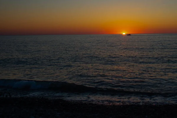 Batumi Georgia Hermoso Paisaje Playa Mar Negro Atardecer Batumi Región — Foto de Stock