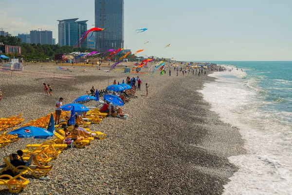 Batumi Georgien Schöne Aussicht Auf Den Strand Und Das Schwarze — Stockfoto