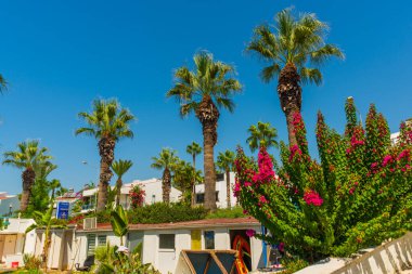 Antalya, Türkiye 'deki Lara plajında güzel bir gezinti alanı