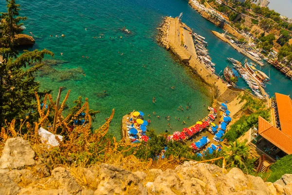 Antalya Turquie Belle Plage Mermerli Avec Eau Bleue Claire Dans — Photo