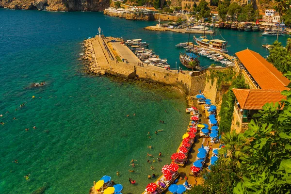 Antalya Türkei Schöner Mermerli Strand Mit Klarem Blauem Wasser Der — Stockfoto